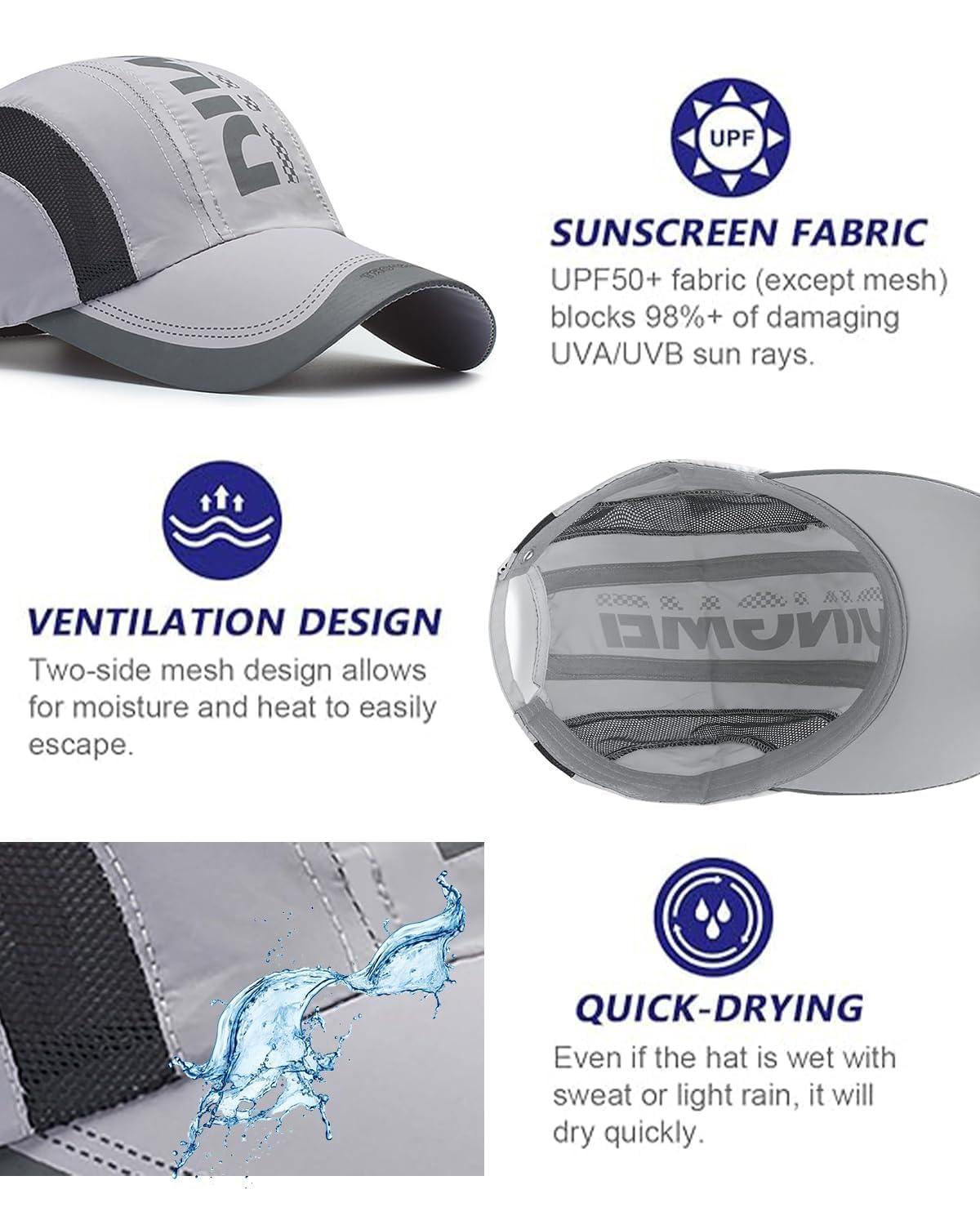 Caps Men Women, Breathable Summer Cap for Men, Unisex Sports Caps Baseball Cap for Women with Adjustable Buckle, Caps for Men Stylish for Outdoor Fishing Outside Hiking - Grey offers donot miss