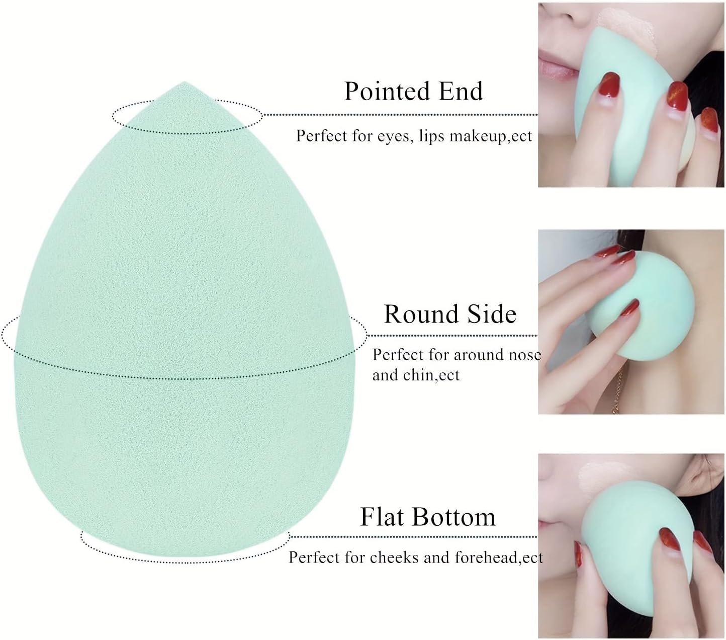 Conjunto de 4 esponjas de maquiagem, liquidificador, esponja profissional de beleza, base de mistura, esponja de beleza para ferramenta de maquiagem, com caixa de presente, base seca e molhada, sem
