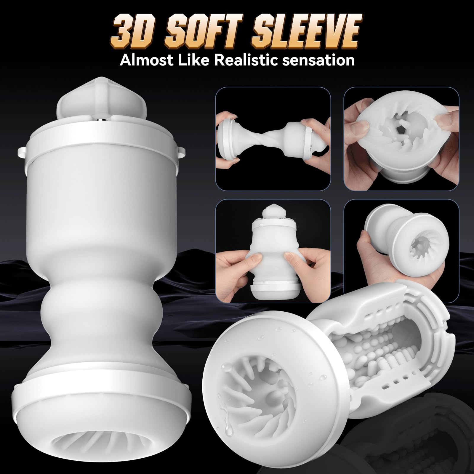 Male Mastusbafor with 5 Sucking Modes Automatic Tight Sleeve Hoodies Male Masterburbatar Hands Free, Pocket Puzzy Silicone Electric MB784, Black — view 7