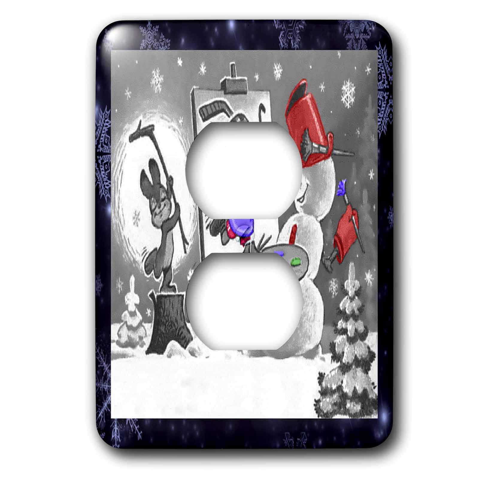 Cache de prise bonhomme de neige 3dRose lsp_8023_6 pour deco salon hivernal chaleureux