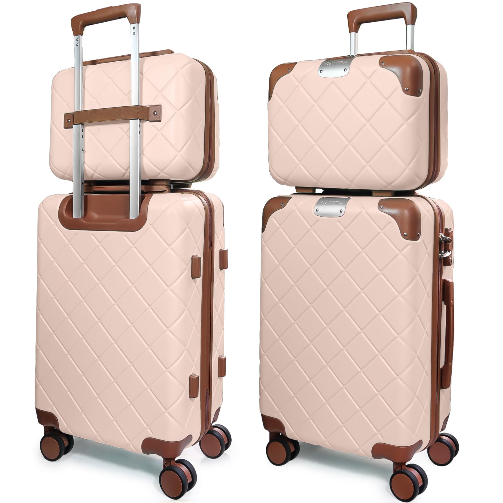 Lightweight Carry on Luggage 22x14x9 Airline Approved Suitcases with Wheels YKK Zipper TSA Lock, 2 Piece Luggage Set for Weekend Getaways & Travel Business (14/20 Pink) 2 piece set (14/20) Pink