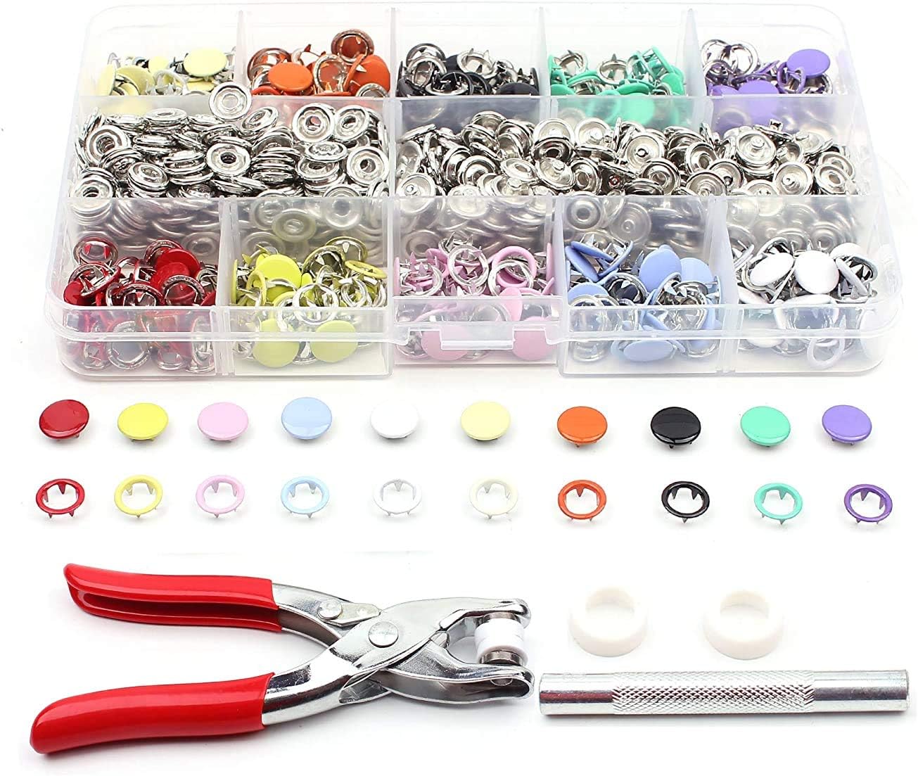 BTU 200pcs Snap and Snap Pliers Set with Buttons Fastener Setter Hand Tool and Installation Tools