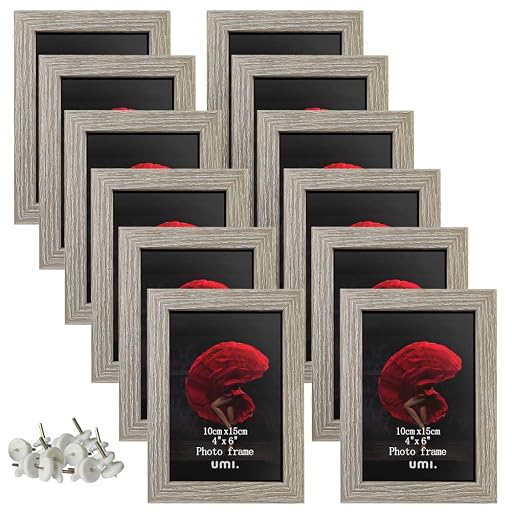 UMI Essentials Rustic Picture Frames 6x4 Grey 12 Pack