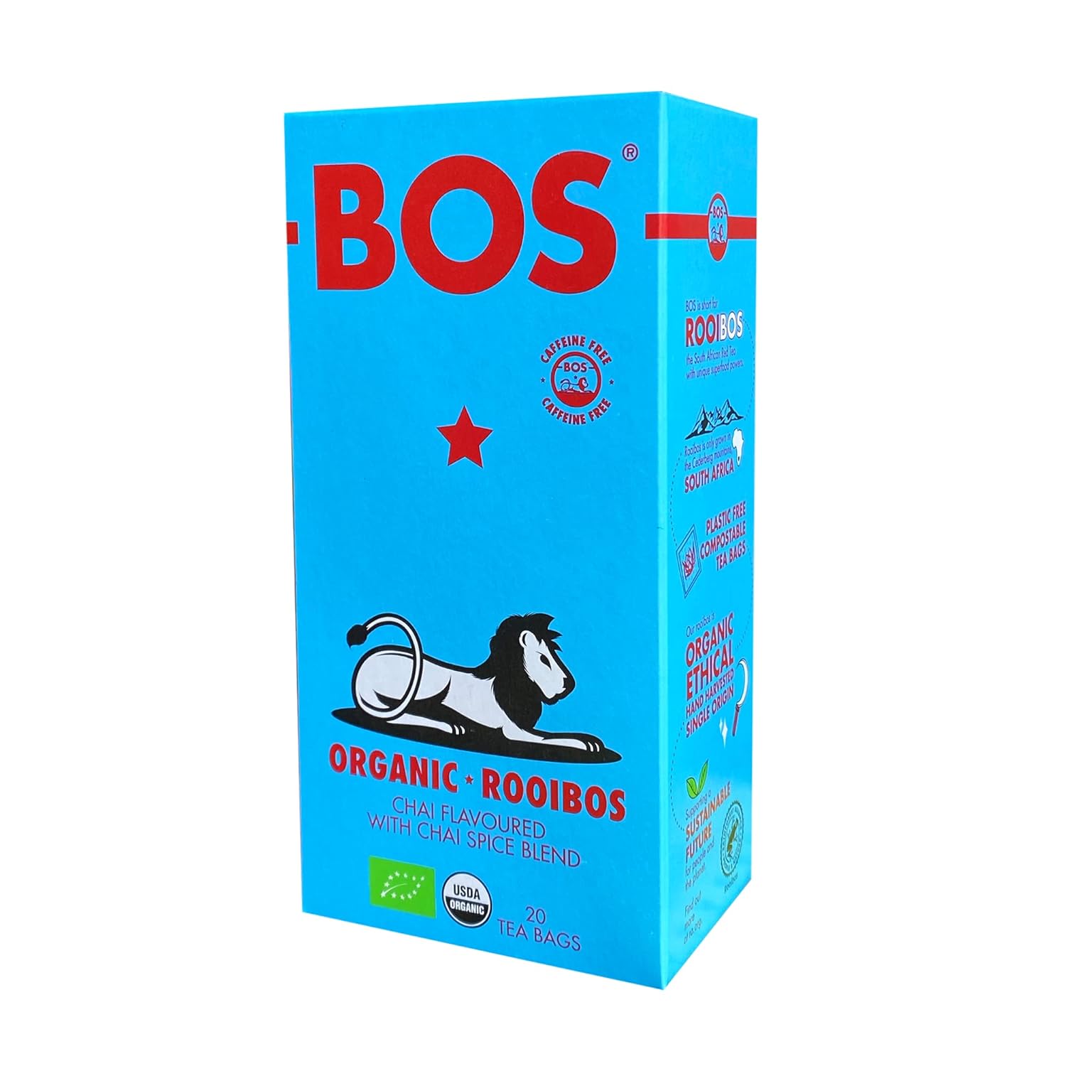 BOS Organic Chai Flavored Rooibos Tea 20 Flavored Tea