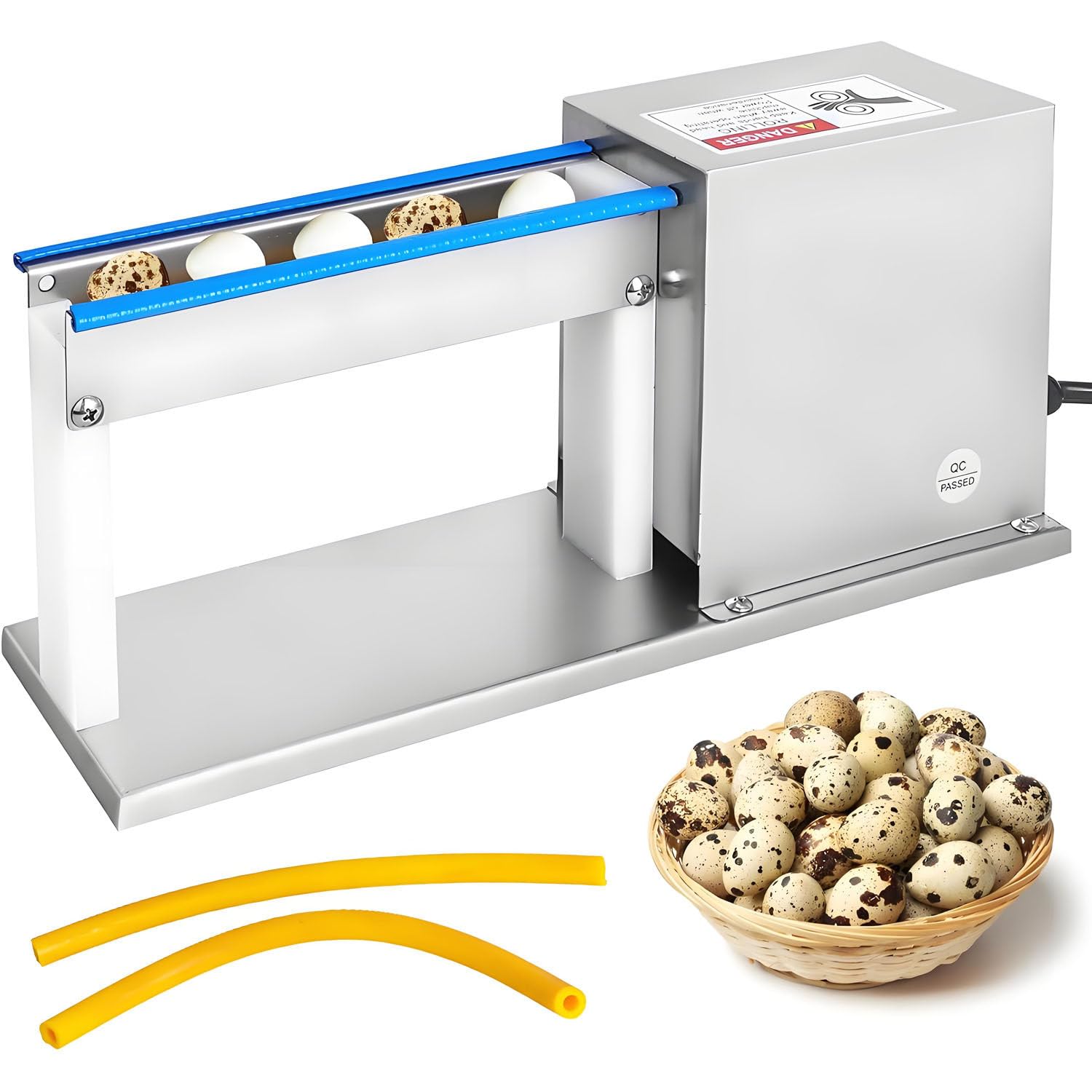 Automatischer Wachteleierschäler, mit 28-W-Motor, 25 kg/h, gewerblicher Wachteleierschäler aus Edelstahl, leicht zu reinigen, für gekochte Wachteleier 110V