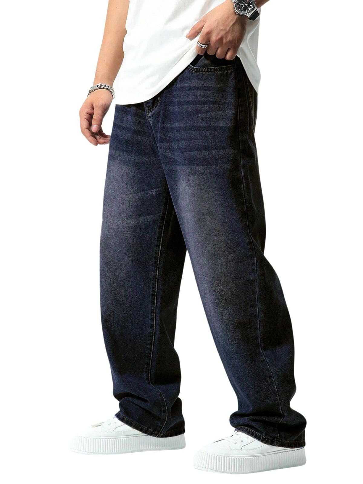 GRECIILOOKS Baggy Jeans for Man | Loose Fit | Pants for Men | Denim | Button | Casual Fit