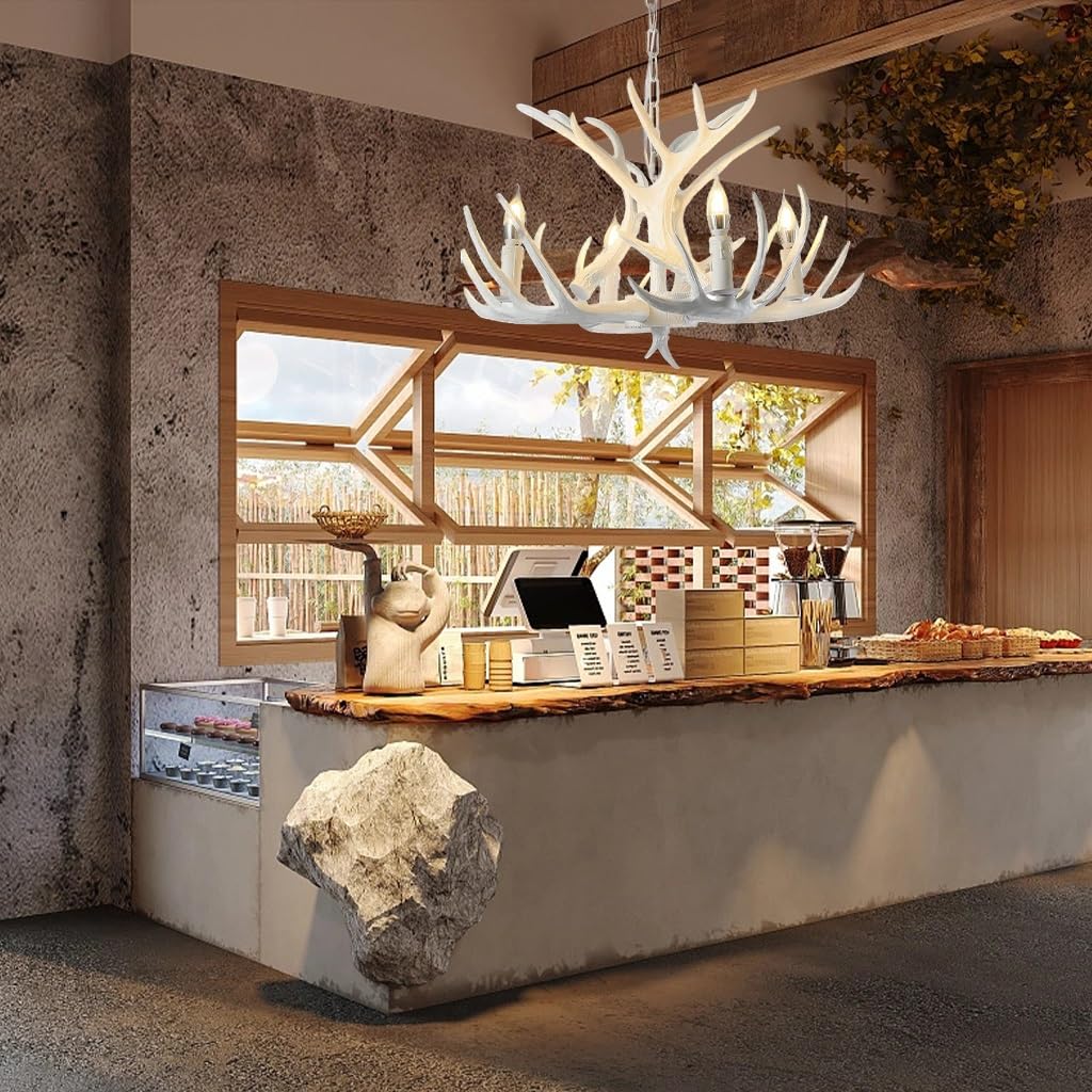 Suspension en bois de cerf pour éclairage créatif de restaurant