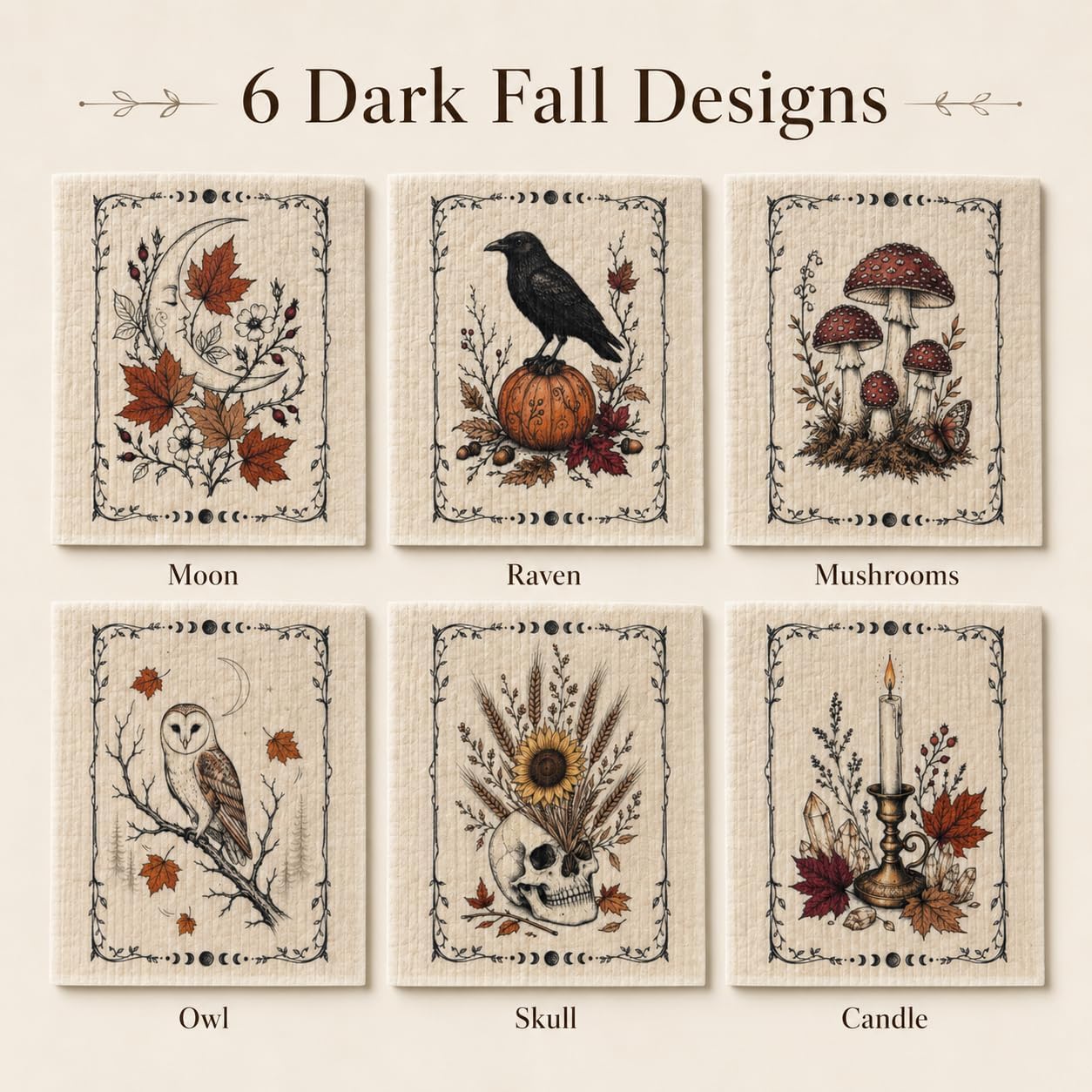 6 Pack Gothic Swedish Dishcloths, Reusable Paper Towels for Kitchen image 4
