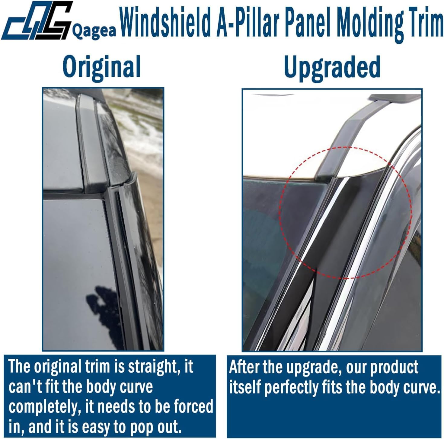 Outer & Inner Windshield A-Pillar Panel Molding Trim - Driver Left & Passenger Right Side - Compatible with 2011-2019 Ford Explorer Replaces 926-450 926-451 BB5Z-7803144-AA BB5Z-7803145-AA