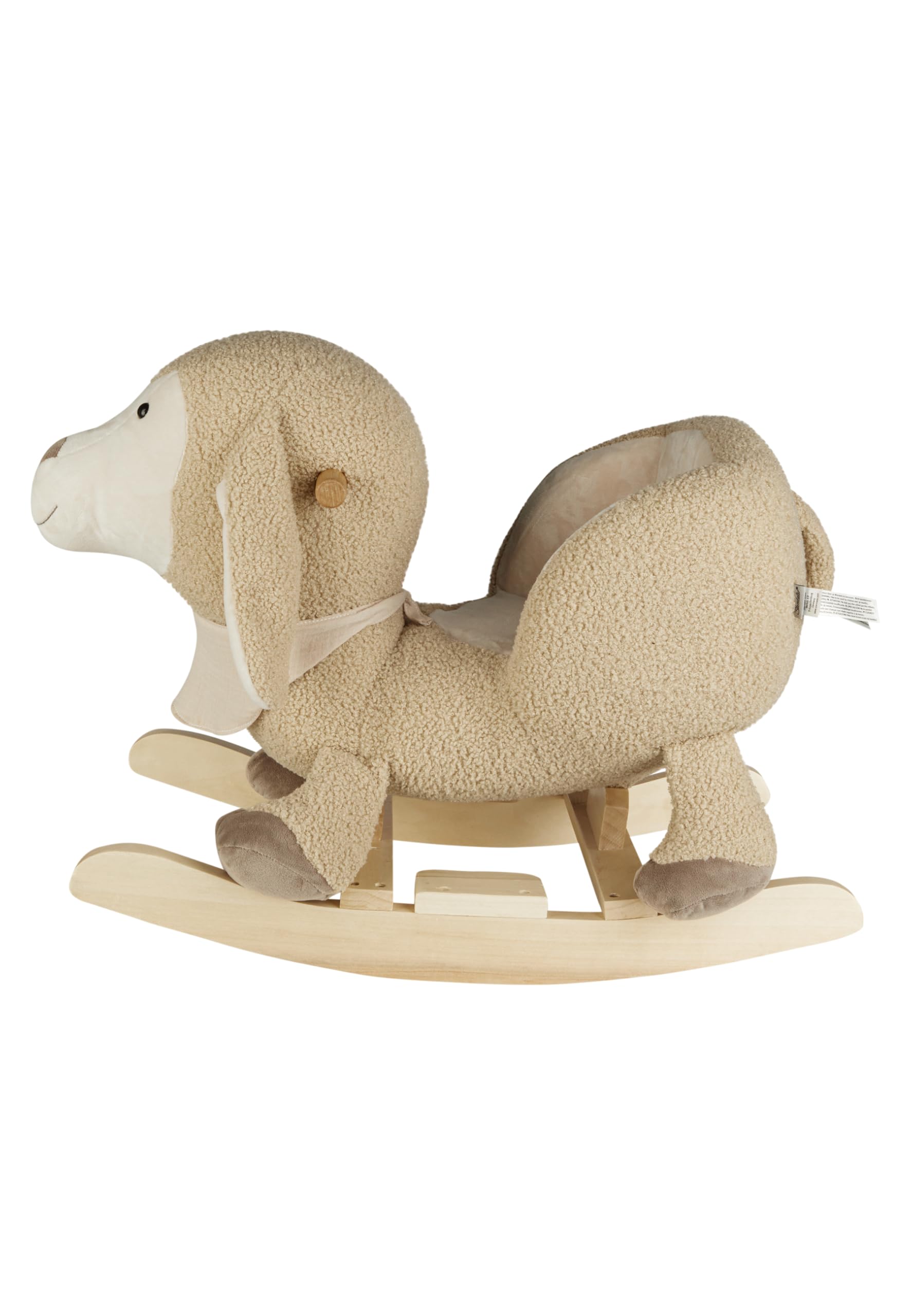 Sterntaler Schaukeltier Schaf Flocke - Schaukeltier aus Plüsch mit weicher Sitzfläche - Schaukelpferd für Kinder mit Musselin Halstuch - Spielzeug Wippe für Baby und Kinder, beige