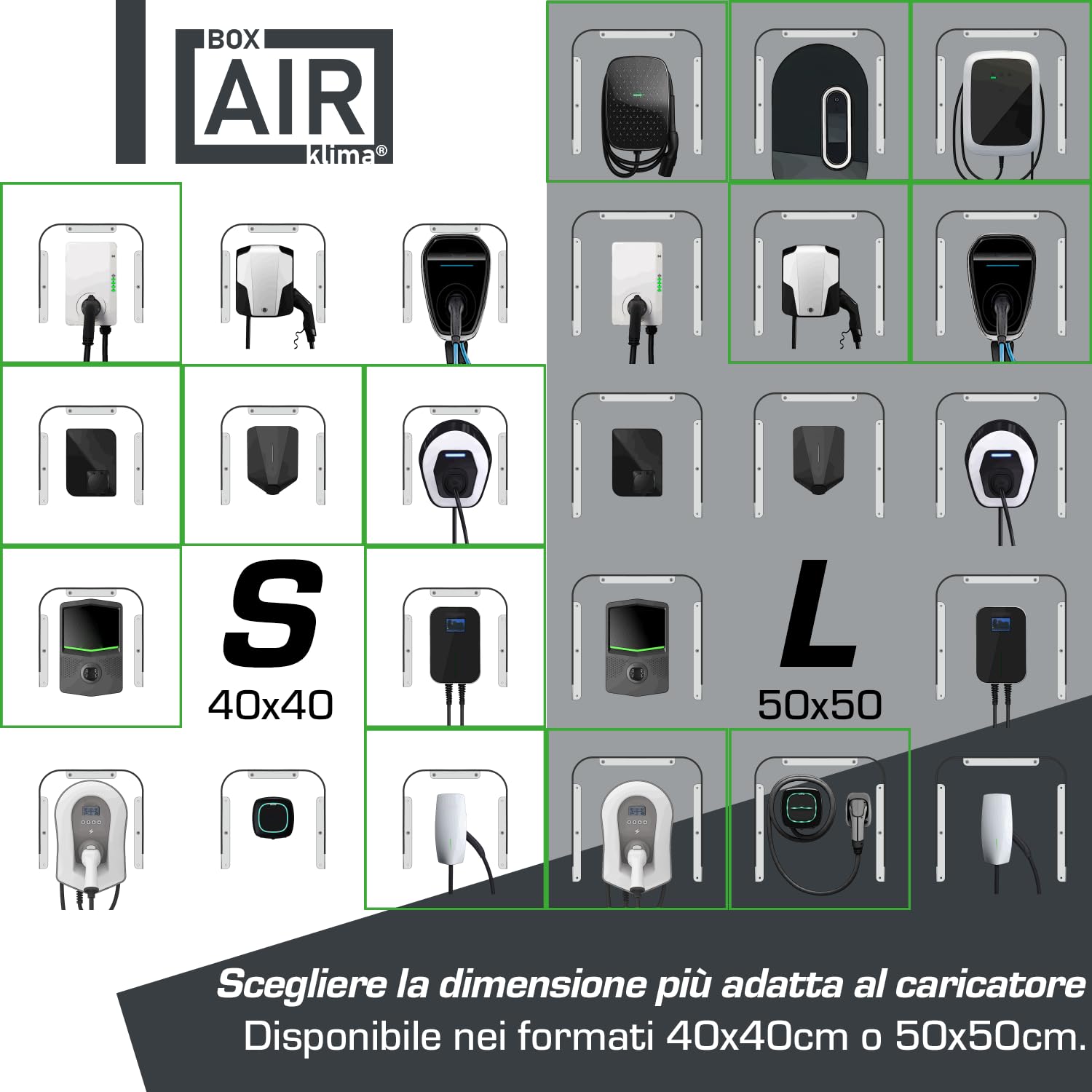 Box Air Klima Copertura per Wallbox Stazione di Ricarica in Alluminio Composito Antipioggia Protezione UV