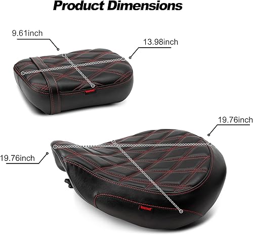 Miniatura 2 de Asiento de pasajero de motocicleta con costuras de patrón de diamante compatible con Shadow ACE VT750 VTC750C VTC750CD 1998-2003