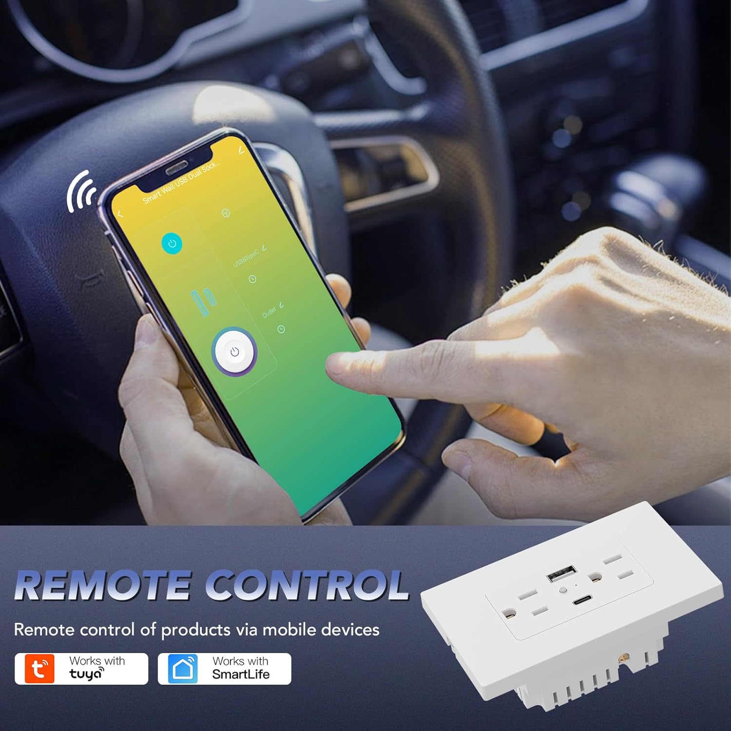 BSEED Smart Wall Outlet with 20W Type-C Ports, Smart Wall Socket with 18W USB Ports, Fast Charging for iPhone/iPad/Android Devices, Supports Matter, White, 1 Pack