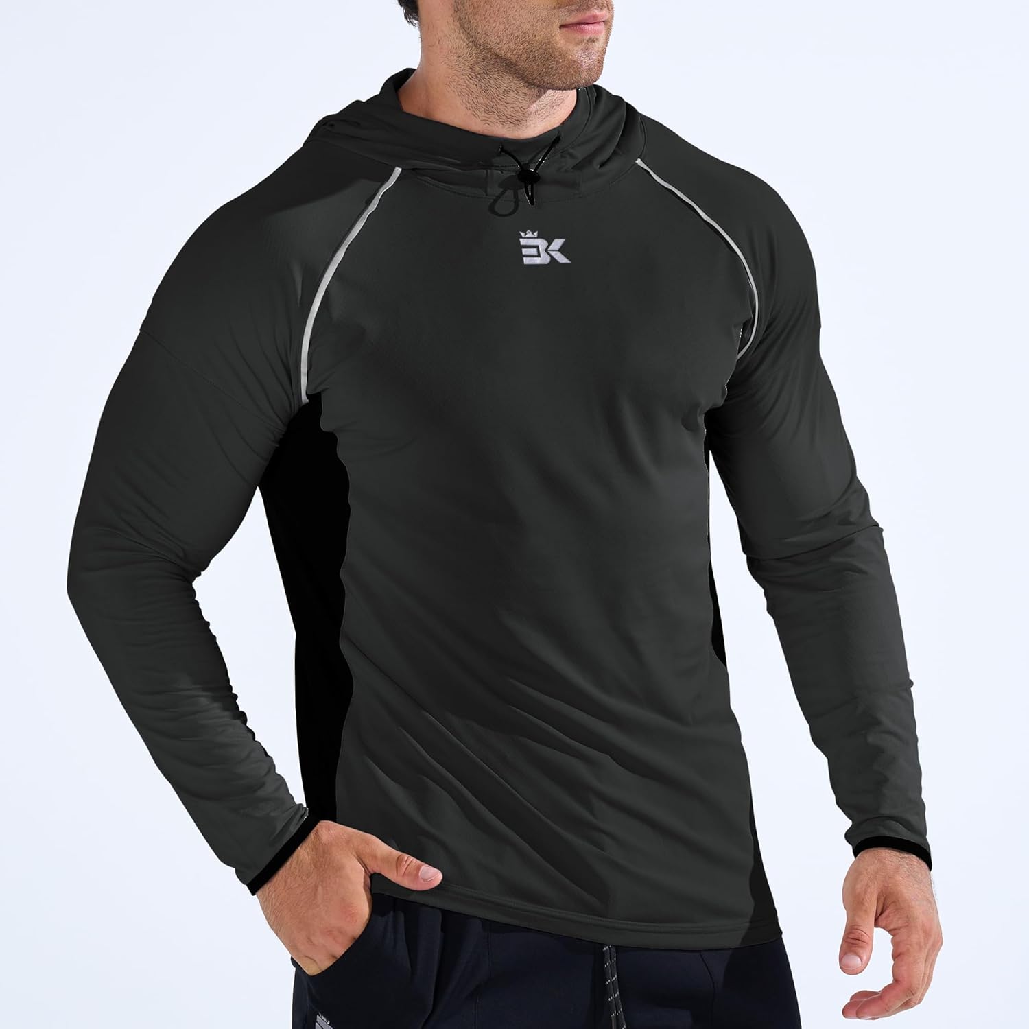 Gesaofa Mens Lightup Running Hoodie Light Weight Workout Hoodies Mesh Breathable Thin Long Sleeve Hooded Shirts for Men - Image 6