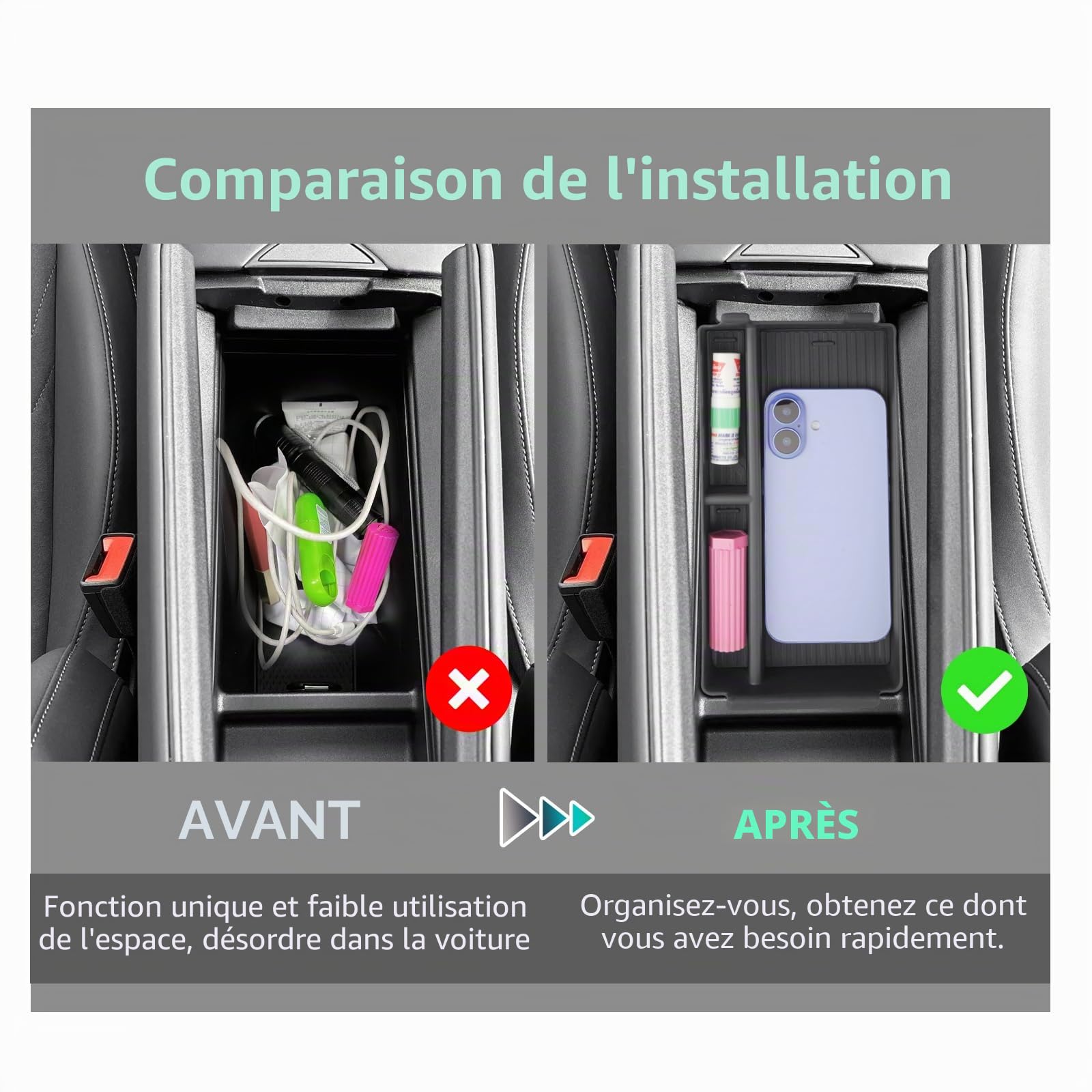 GAFAT Compatible avec Cupra Tavascan 2025 2026 Boîte de Rangement pour Console Centrale, Nouveau Tavascan 2025 Accoudoir Tavascan VZ Organisateur Plateau, Boîte à Gants, Accessoires Tavascan
