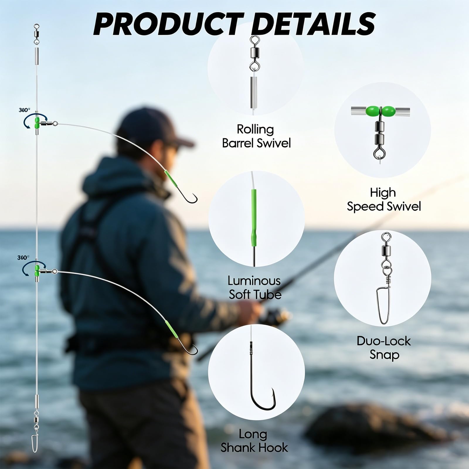6 Plataformas de Anzuelos para Pesca de Mar – Tamaños 1 y 2/0, Púas Platija y Pesca en Playa