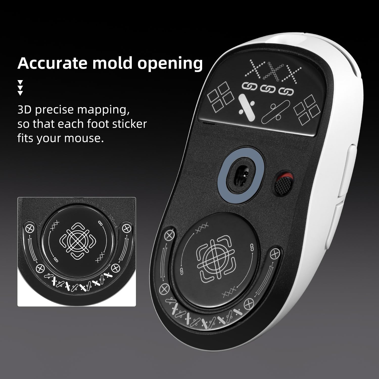 Glass Mouse Skates for Logitech G PRO X Superlight 2c Mouse Feet Pads Smooth Durable Slim 2.5D Curved Edge Game Mice Feet Replacement Accessories(Printing Pattern)