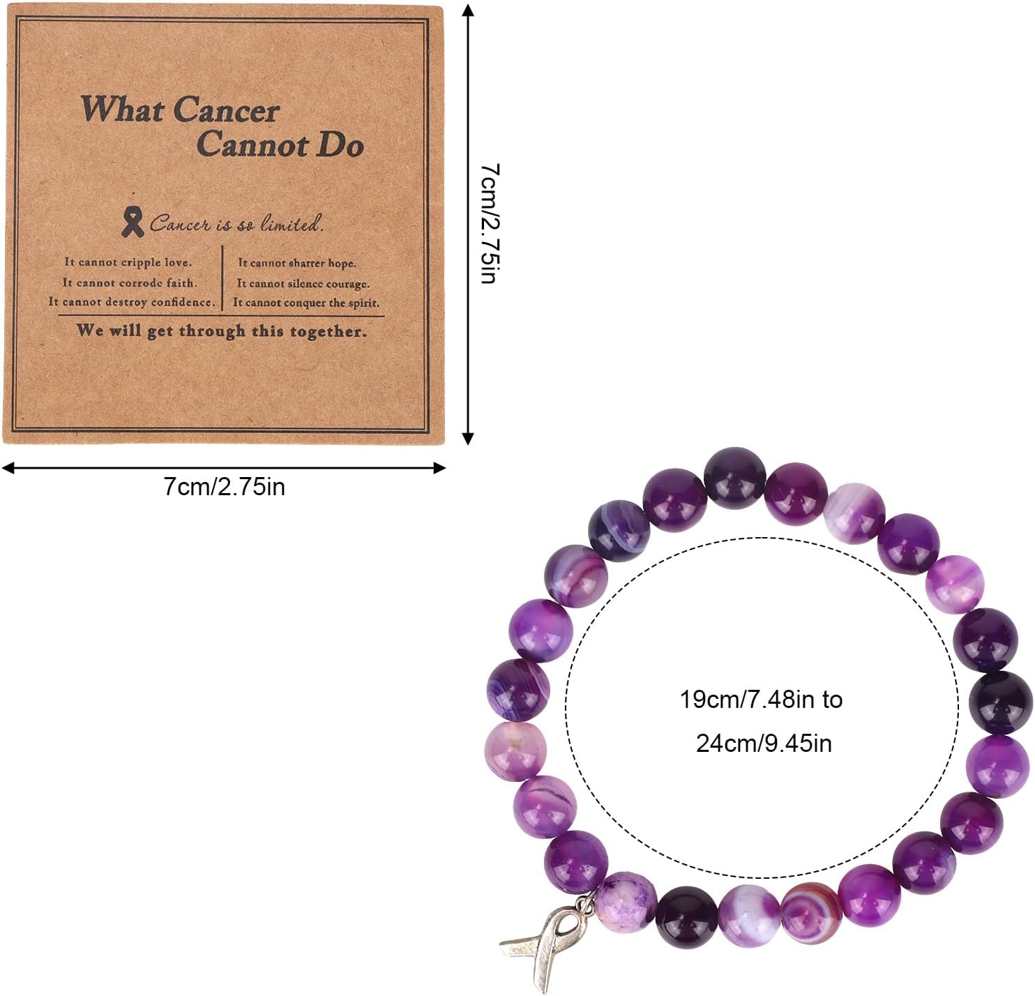 Amethyst Bracelet for Women, Handmade Inspirational Crystal Bracelet with Positive Card Encouragement Gift Adjustable Friendship Jewelry for Women Get Well Soon - Image 2
