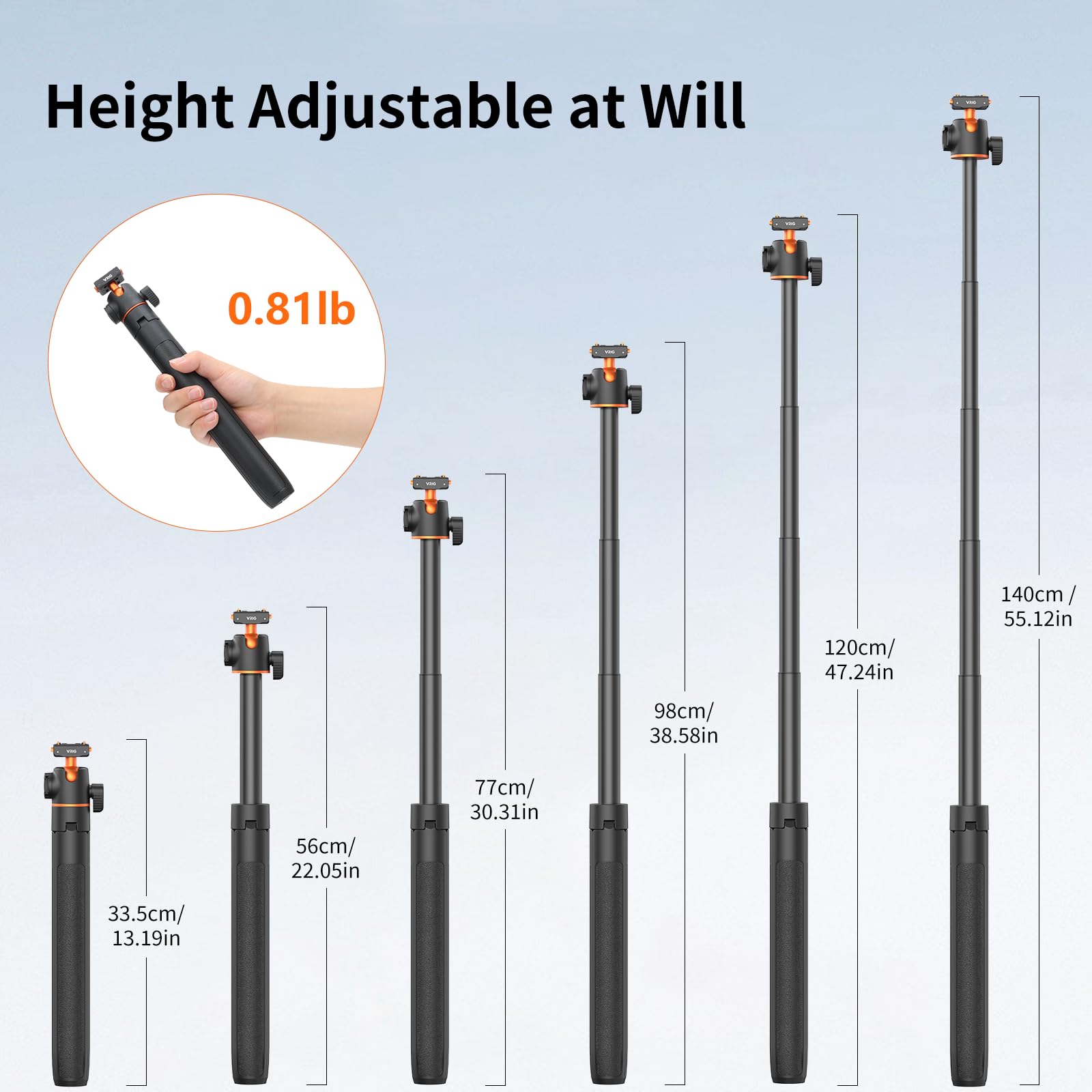 VRIG - Treppiede magnetico a sgancio rapido per Insta360 X6/X5/Ace Pro2 | 360 Testa a sfera allungabile Selfie Stick/Travel Vlogging Stand/Impugnatura portatile/Accessori