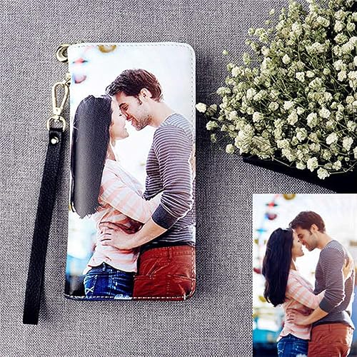 Miniatura 9 de Foto personalizada de grano superior portafolios de piel carteras para mujeres para mujer portafolios bolso embrague portafolios titular de la