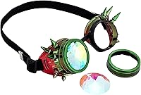 Vista 80 de Gafas de caleidoscopio retro con pinchos, gafas de cristal arcoíris steampunk estilo soldadura, gafas de cosplay punk