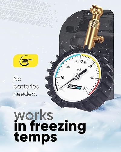 Miniatura 7 de Medidor de presión de neumáticos para automóviles - Números de esfera grandes y portabrocas giratorio de 360°, manómetro de presión de aire preciso