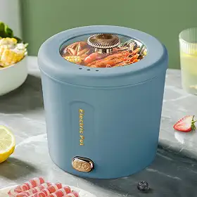Zelarca Panela elétrica quente, mini panela de ramen de 1L, panela de macarrão rápida de 450 W, panela elétrica multifuncional para cozinhar macarrão, sopa, panelas portáteis com proteção contra