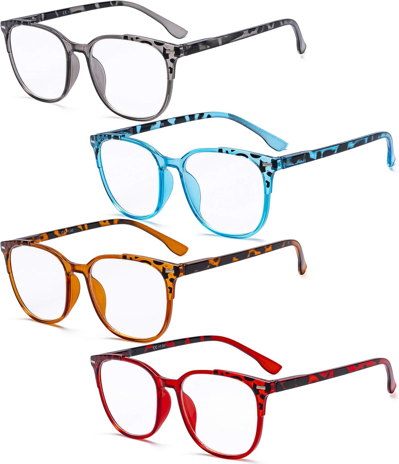 Eyekepper Ladies Reading Glasses - 4 Pack Large Square Readers for Women