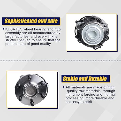 Miniatura 4 de KUSATEC 515064 Cojinete de rueda delantera y conjunto de cubo compatible con Nissan Frontier Pathfinder Xterra 2WD, Suzuki Equator 2009 2010 2011