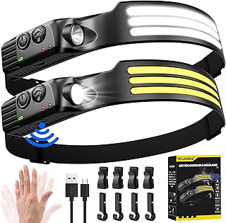 Lampe Frontale LED Ultra Puissante,3000 Lumens Super Lumineux 3*LED 230° Torche Frontale Rechargeable USB Capteur De Mouvement,Étanche IPX5 Poids 0.14lb léger,Pour Pêche,Camping,Cyclisme,Running