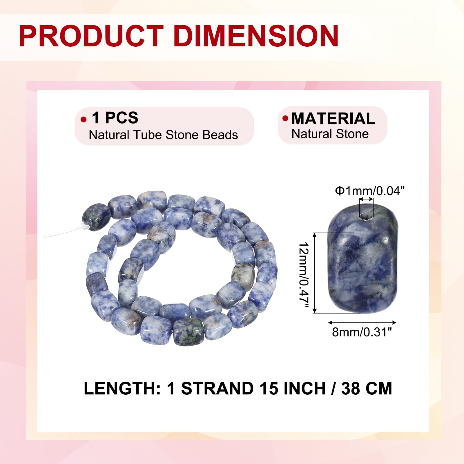 PATIKIL 12x8mm Natural Stone Blue White Crystal Agate Beads for Jewelry Making 1 Strand 15"/38cm Cuboid Loose Spacer Beads - Image 2