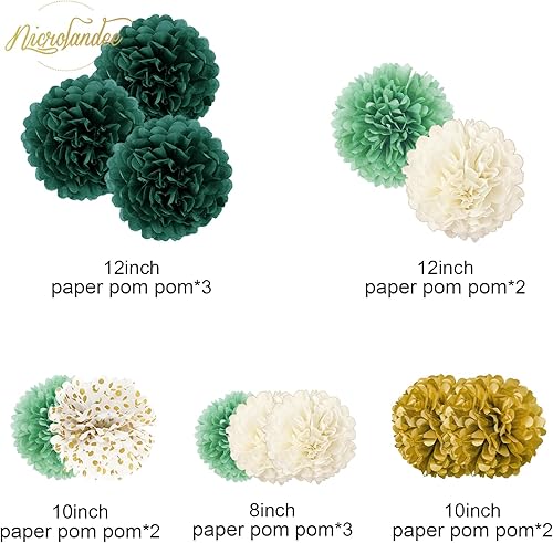 Miniatura 17 de NICROLANDEE Decoraciones de boda – 12 pompones de papel de seda de oro rosa para fiesta de compromiso, boda, cumpleaños, despedida de soltera, baby