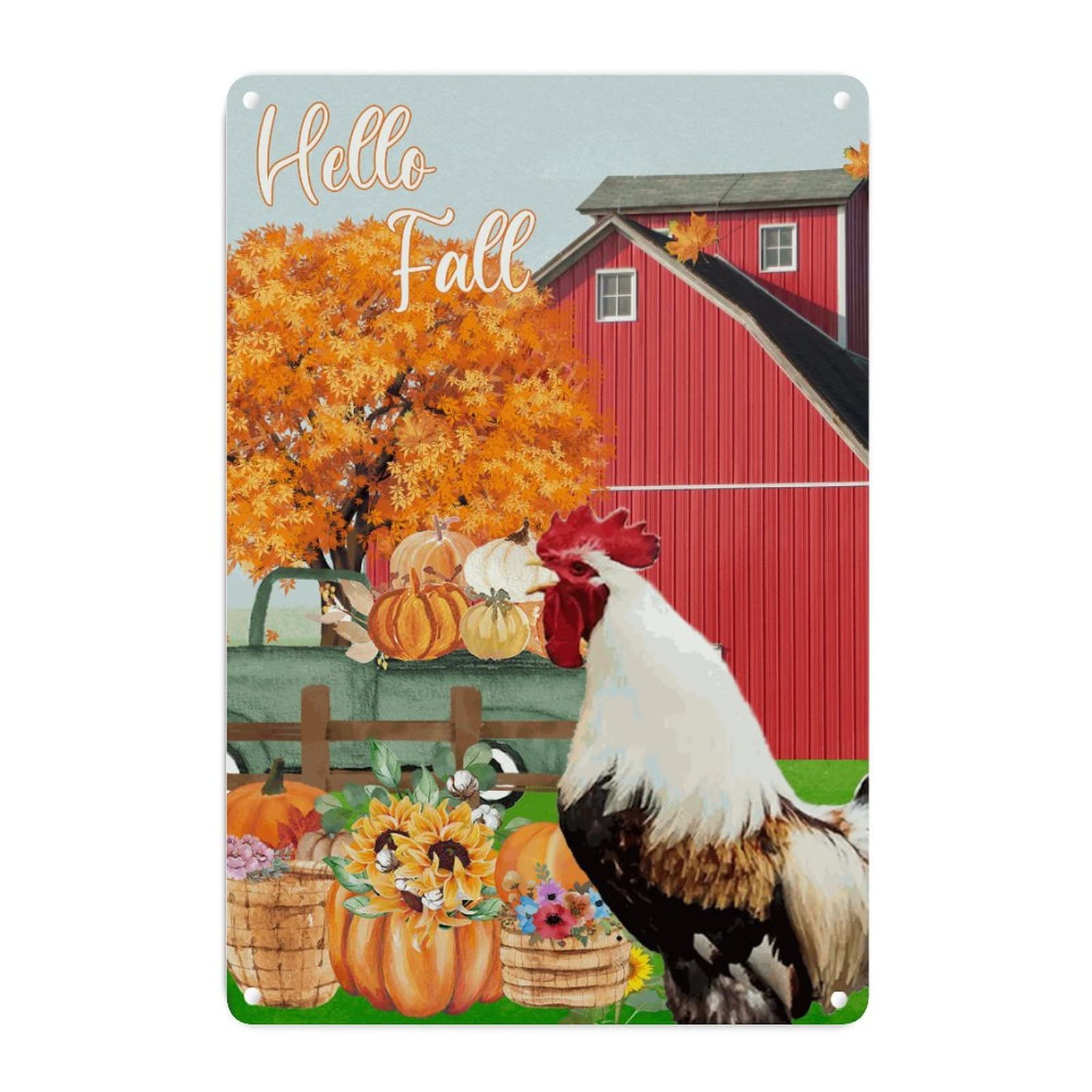 Plaque vintage Hello Fall pour réchauffer l'ambiance de la chambre