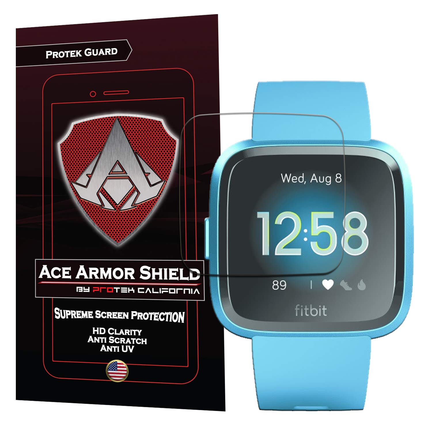 (6-Pack) Ace Armorshield Screen Protector Compatible for Fitbit Versa Lite and Fitbit Versa