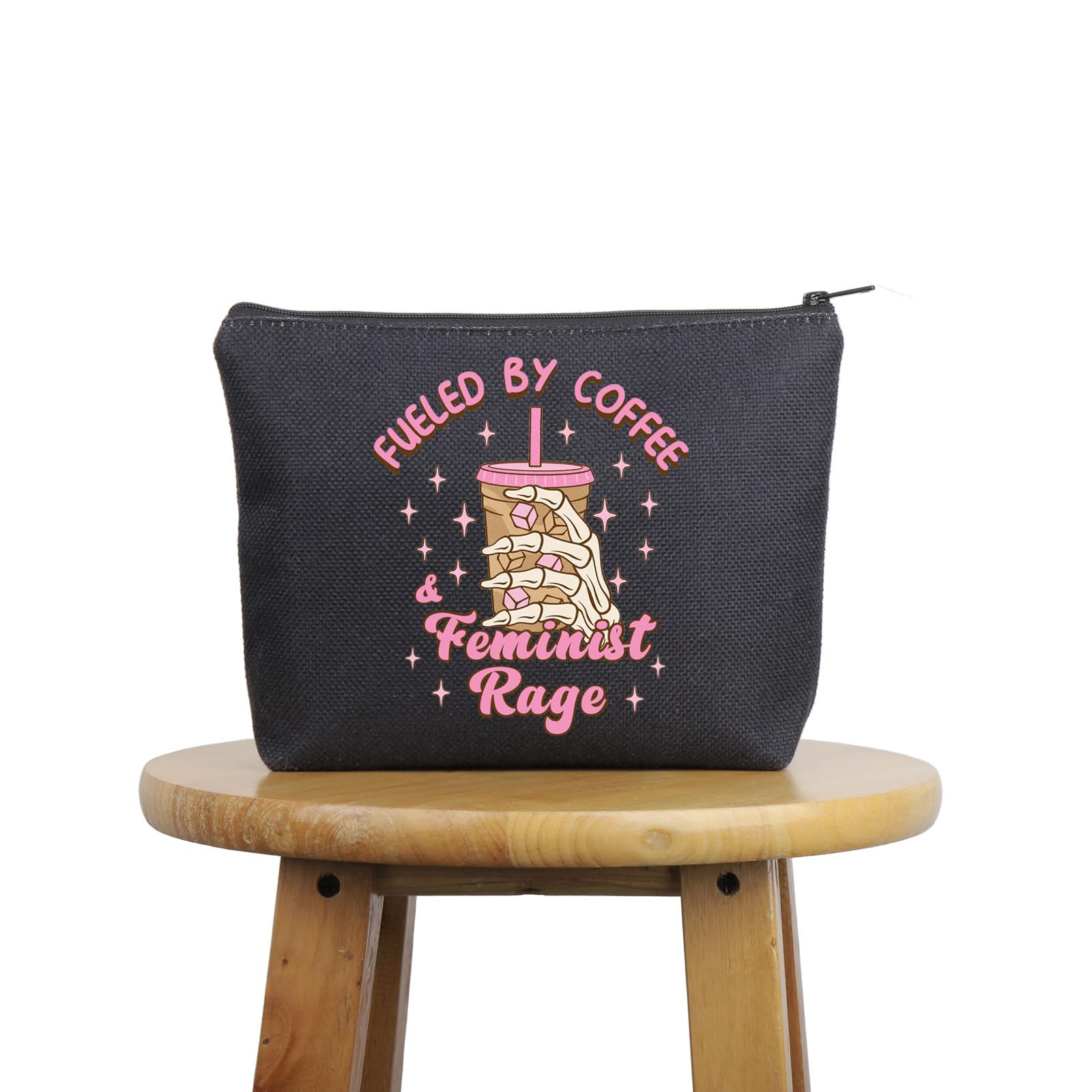 G2TUP Feminist Gift Fueled By Coffee And Feminist Rage Makeup Bag Feminism Cosmetic Bag Smash The Patriarchy Merch ()