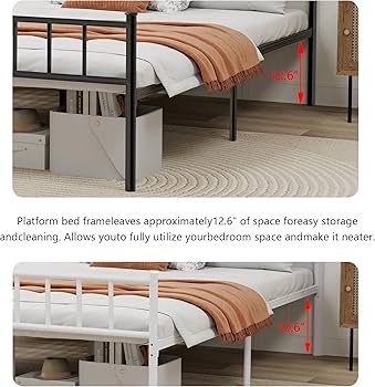 Amazon.com: WJORATA Metal Platform Twin Bed Frame with Headboard