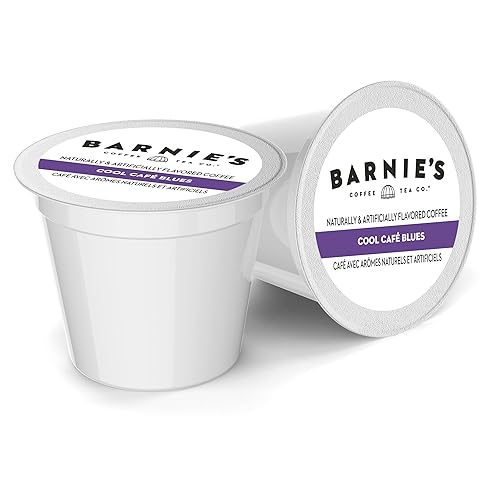 Barnie's - Cápsulas de café Cool Cafe Blues de una sola porción con sabores de caramelo, arce, nuez y ron canela, café tostado medio compatible con