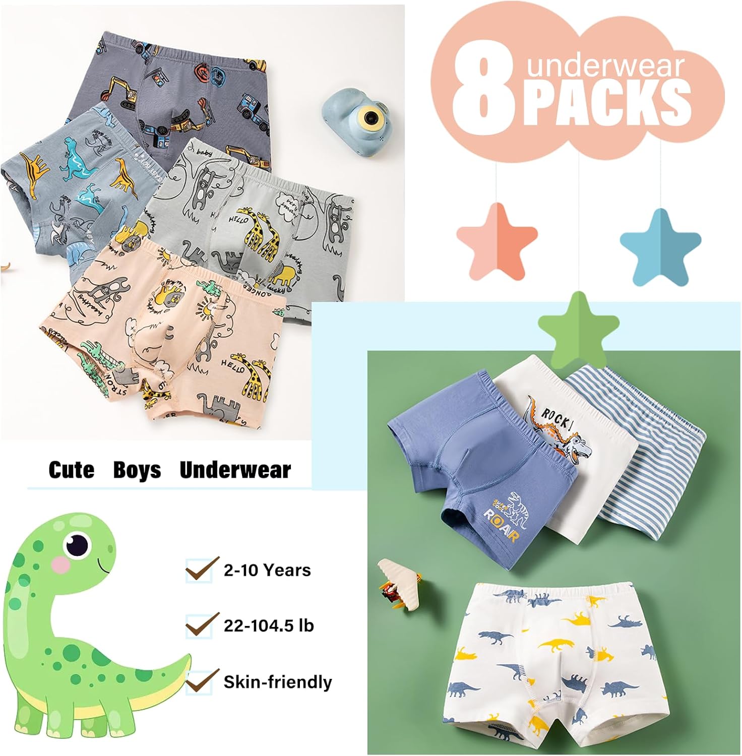 Boys Boxer Briefs Breathable Cotton Mesh Toddler Underwear with 8 Packs Kids Panties Assorted Shorts 2-10 Years - Image 8