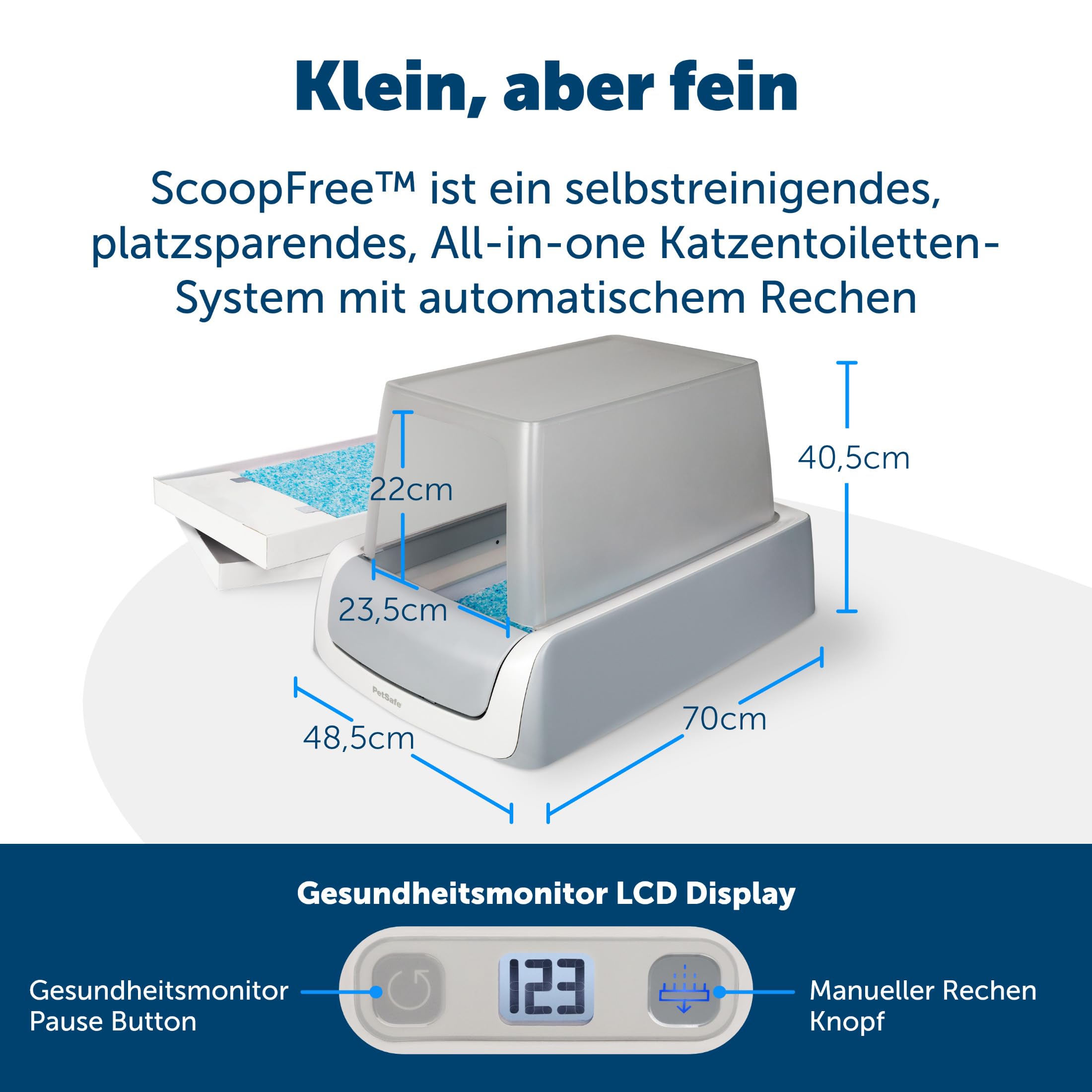PetSafe ScoopFree Selbstreinigende Katzentoilette mit Haube, 2. Generation | Automatischer Rechen, Privatsphäre, Gesundheitsmonitor