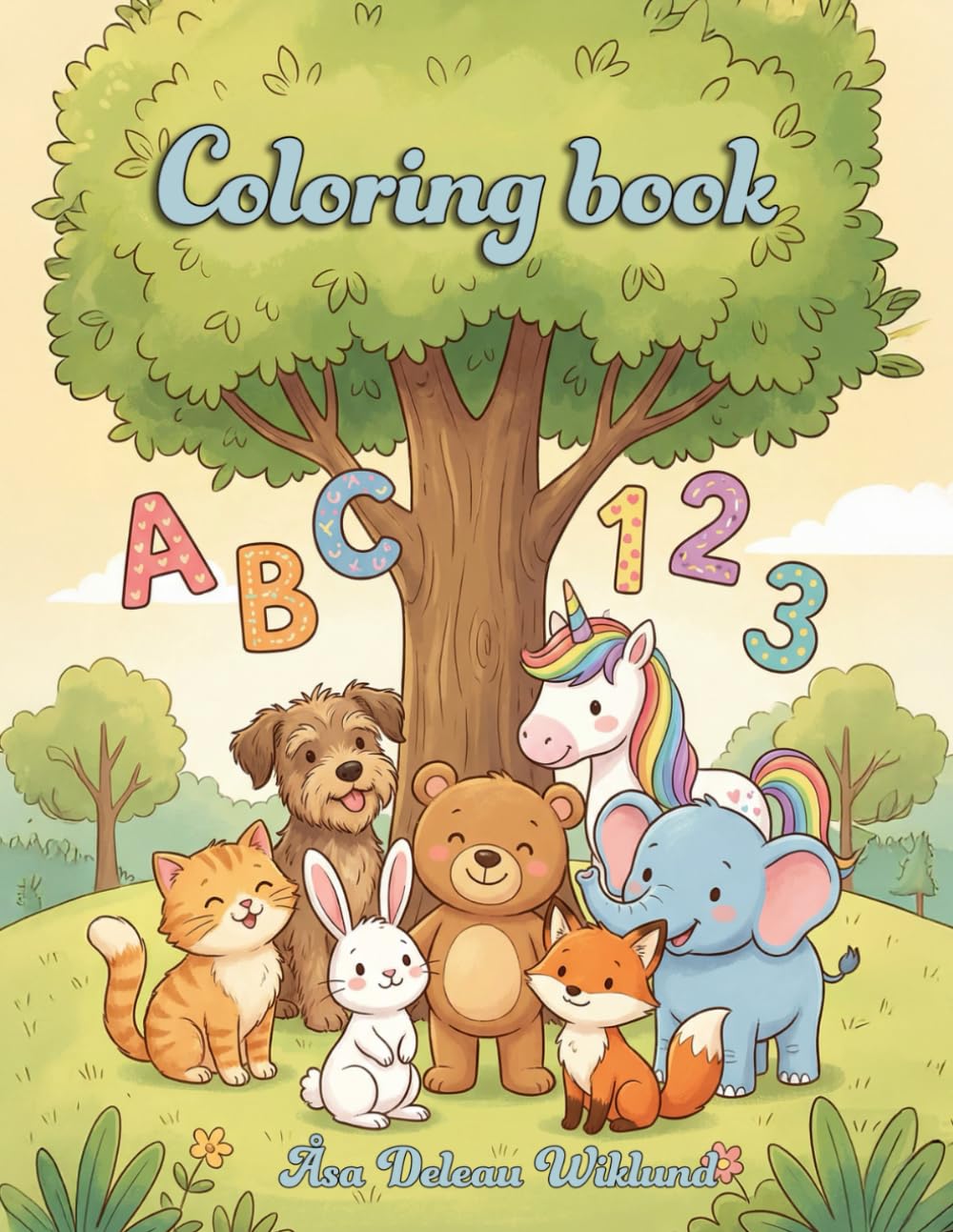 Letters and numbers Coloring book, A-Z and 1-10: Illustrated Alphabet and numbers with cute animals (Children's coloring books)