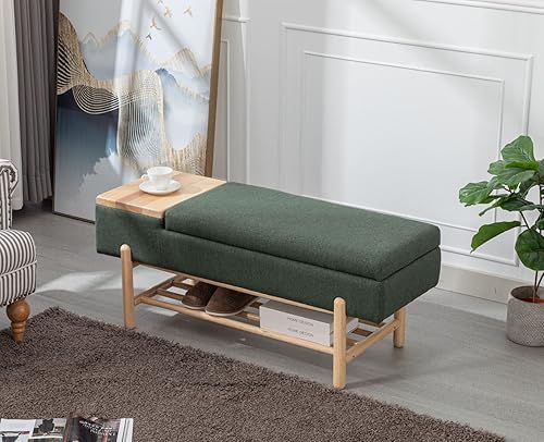 Miniatura 21 de CIMOTA Banco de almacenamiento de entrada para dormitorio, banco otomano de sherpa al final de la cama, con almacenamiento de zapatos de madera para