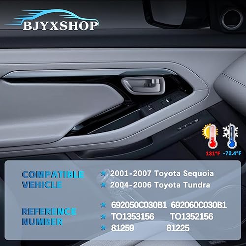 Miniatura 2 de Manijas de puerta interiores grises para Toyota Sequoia 2001-2007, para Toyota Tundra 2004-2006 (solo cabina doble), conductor delantero trasero