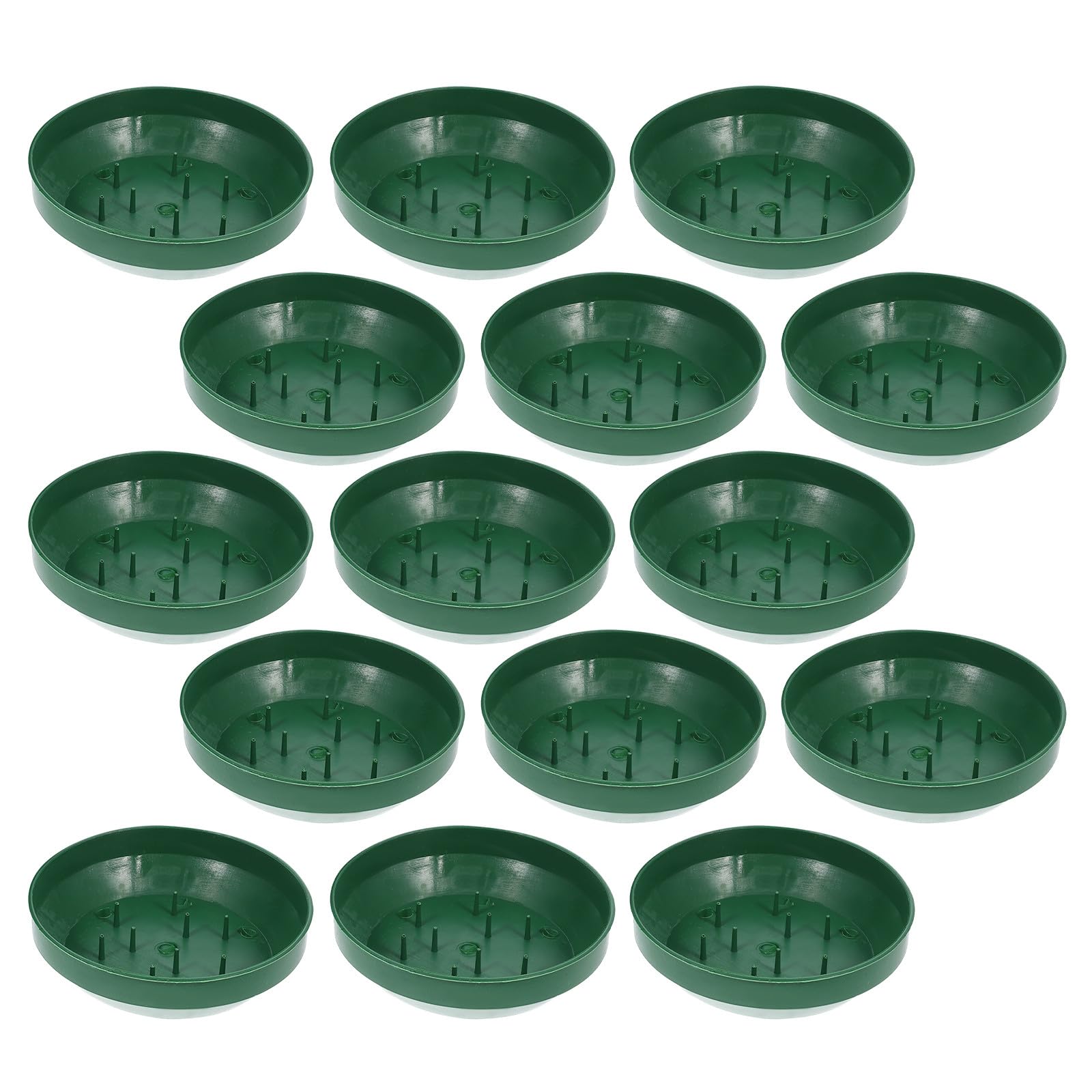 Plateau rond en plastique vert x25 pour fixation de mousse de fleur en centre de table