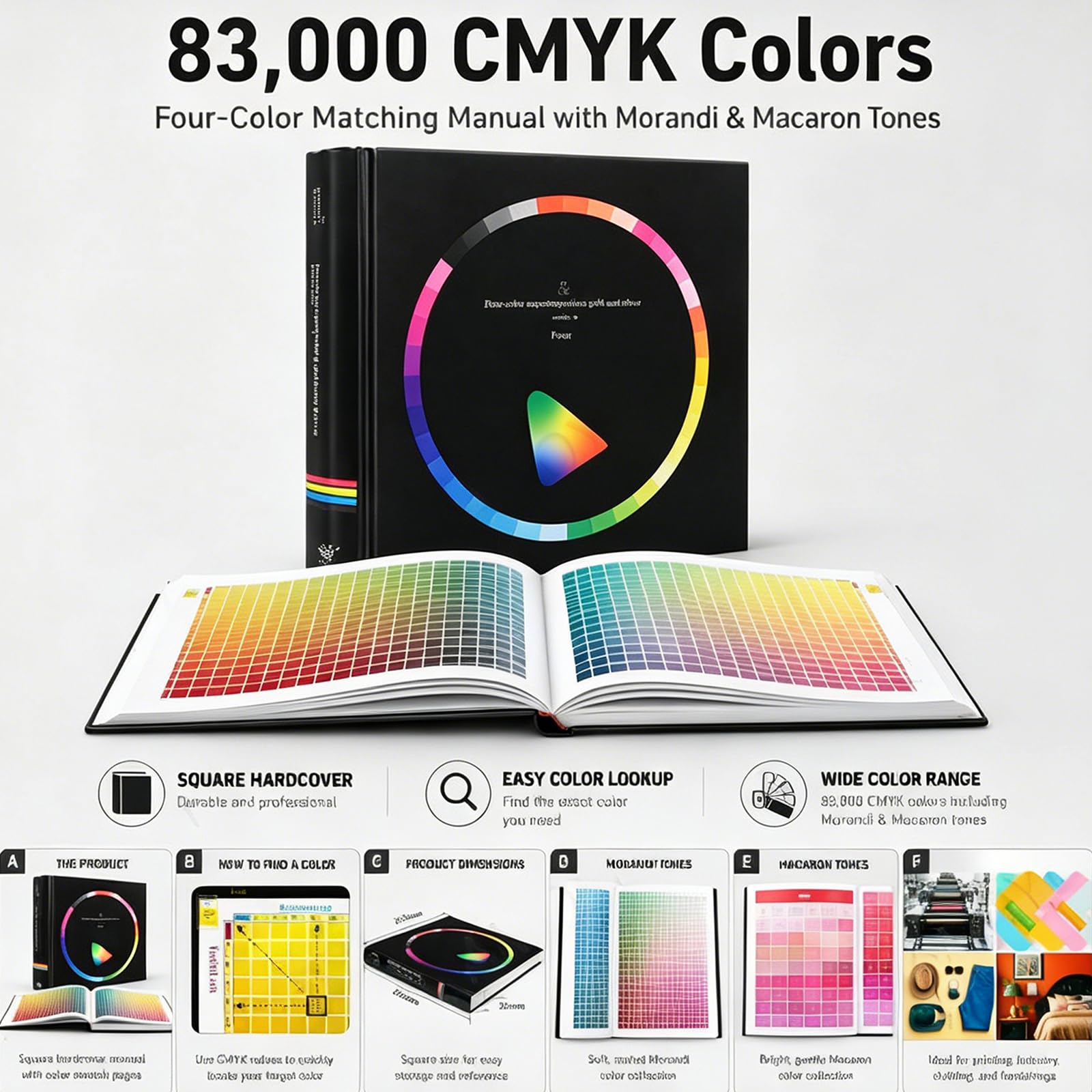 4-Farben-Farbanpassungshandbuch, CMYK-Farbkarte Zum Drucken | 83.000 Farben Druckfarben, gedrucktes Referenzhandbuch für Grafikdesign, Innenarchitektur und Druckfarbanpassung
