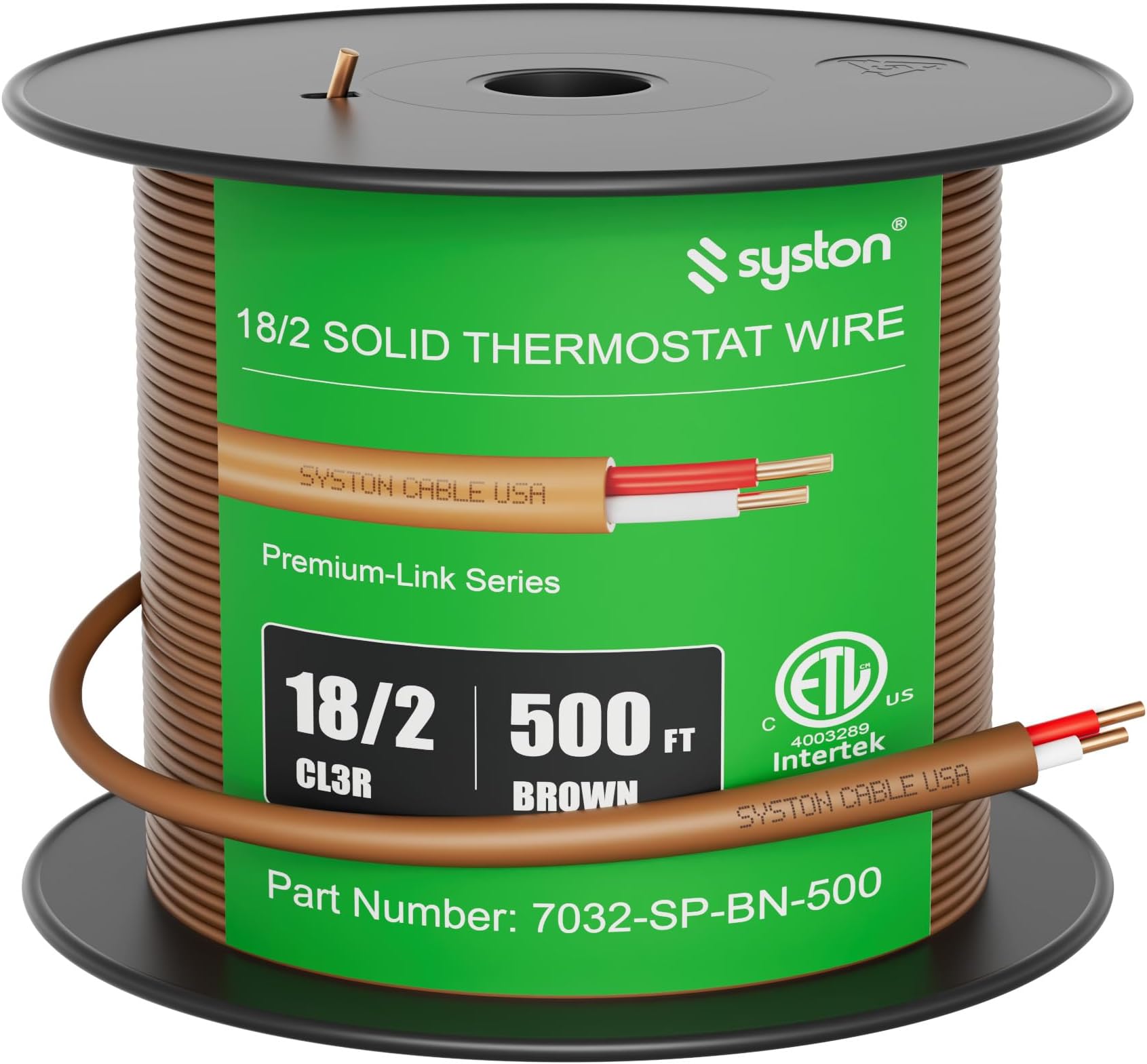 Syston 18/2 Thermostat Doorbell HVAC Heating Control Cable Wire, 18 AWG 2 Conductors 100% Solid Copper Conductors CL3R/FT4/CMR Riser-Rated, UV Resistant RoHS for Low Voltage Applications Use