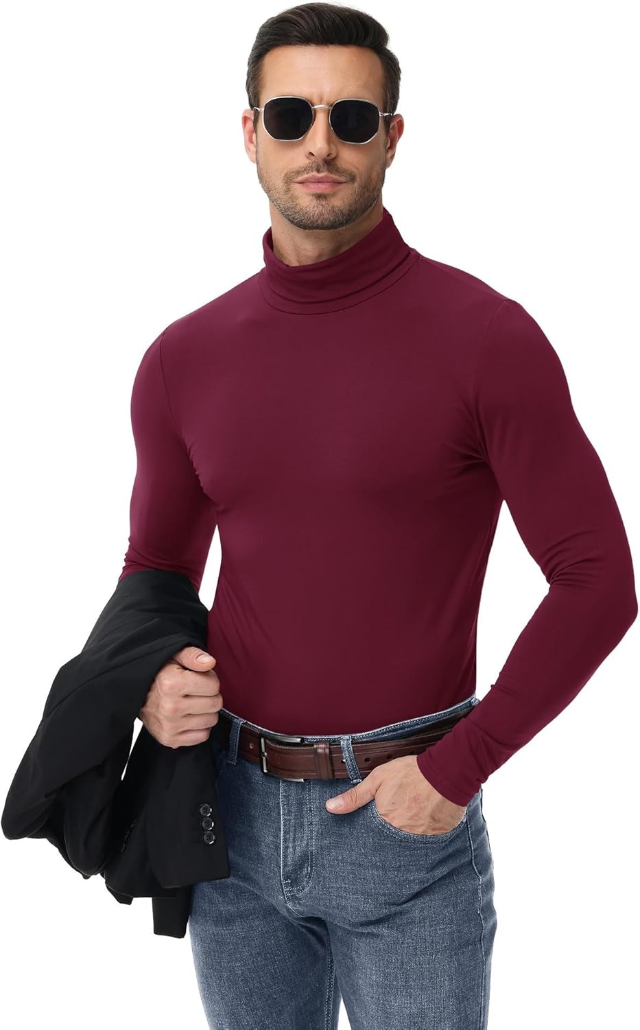 Poriff Men's Turtleneck Tops Fleece Lined Pullover Thermal Long Sleeve Casual Slim Fit Basic Sweater - Image 4