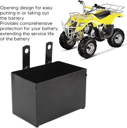 Miniatura 3 de Funda para batería, soporte para caja de batería de motocicleta, estructura resistente a la corrosión negra para ATV de 50 cc a 125 cc