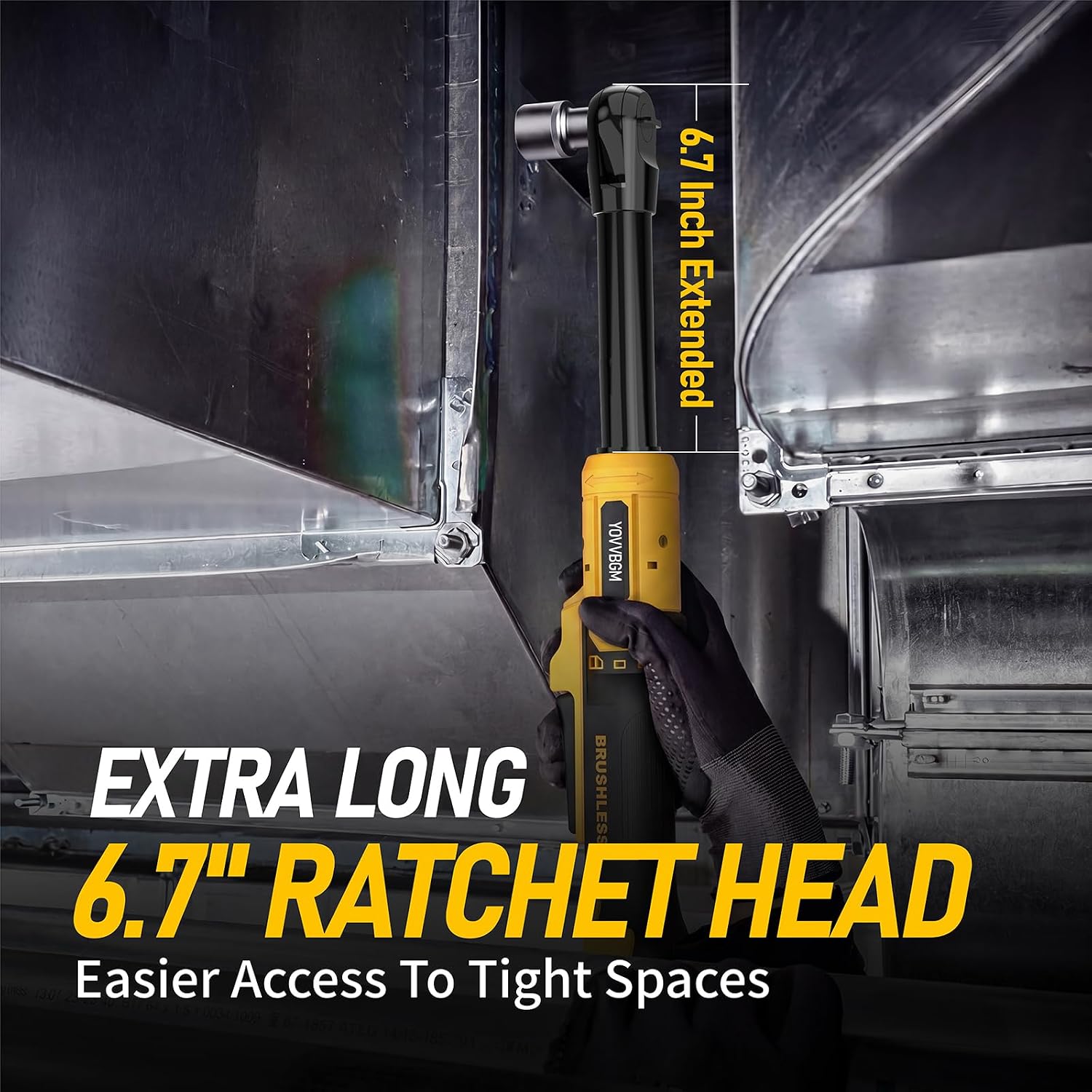 3/8" Cordless Ratchet Wrench, Compatible with DEWALT 20VMAX Battery, 80Ft-Lbs(108N.m) Brushless Ratchet Wrench with Variable Speed Trigger, 3/8" to 1/4" Adapter, 3" Extension Bar(Tool Only)