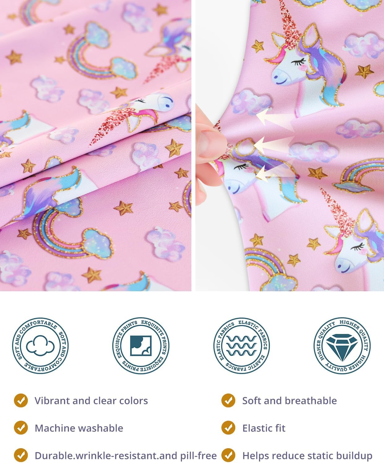 Ponytail Scrub Cap for Women – Pink Unicorn Rainbow Surgical Cap with Buttons, Sweatband & Double-Sided Print, Adjustable Surgical Hat for Women to Secure Long Hair and Helps Reduce Static Buildup