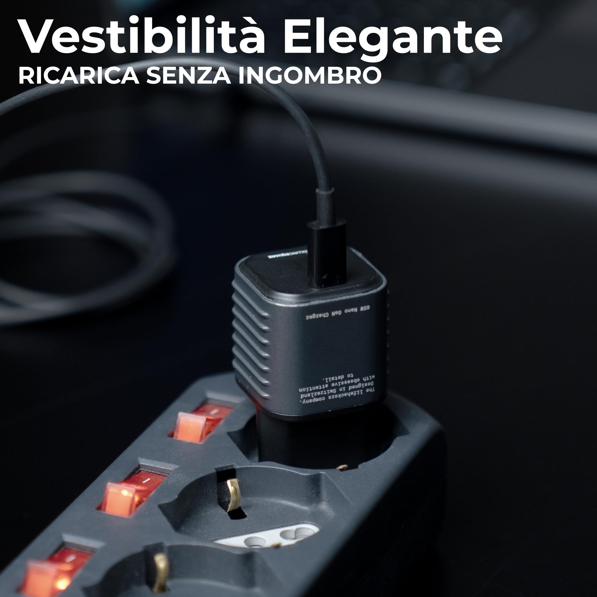 Rolling Square Supertiny - 65W GaN Charger, Alimentatore USB C ad Alta Velocità con Prese EU, Caricatore da Viaggio Ultra Compatto per Cellulari, Computer, Tablets e Dispositivi USB-C